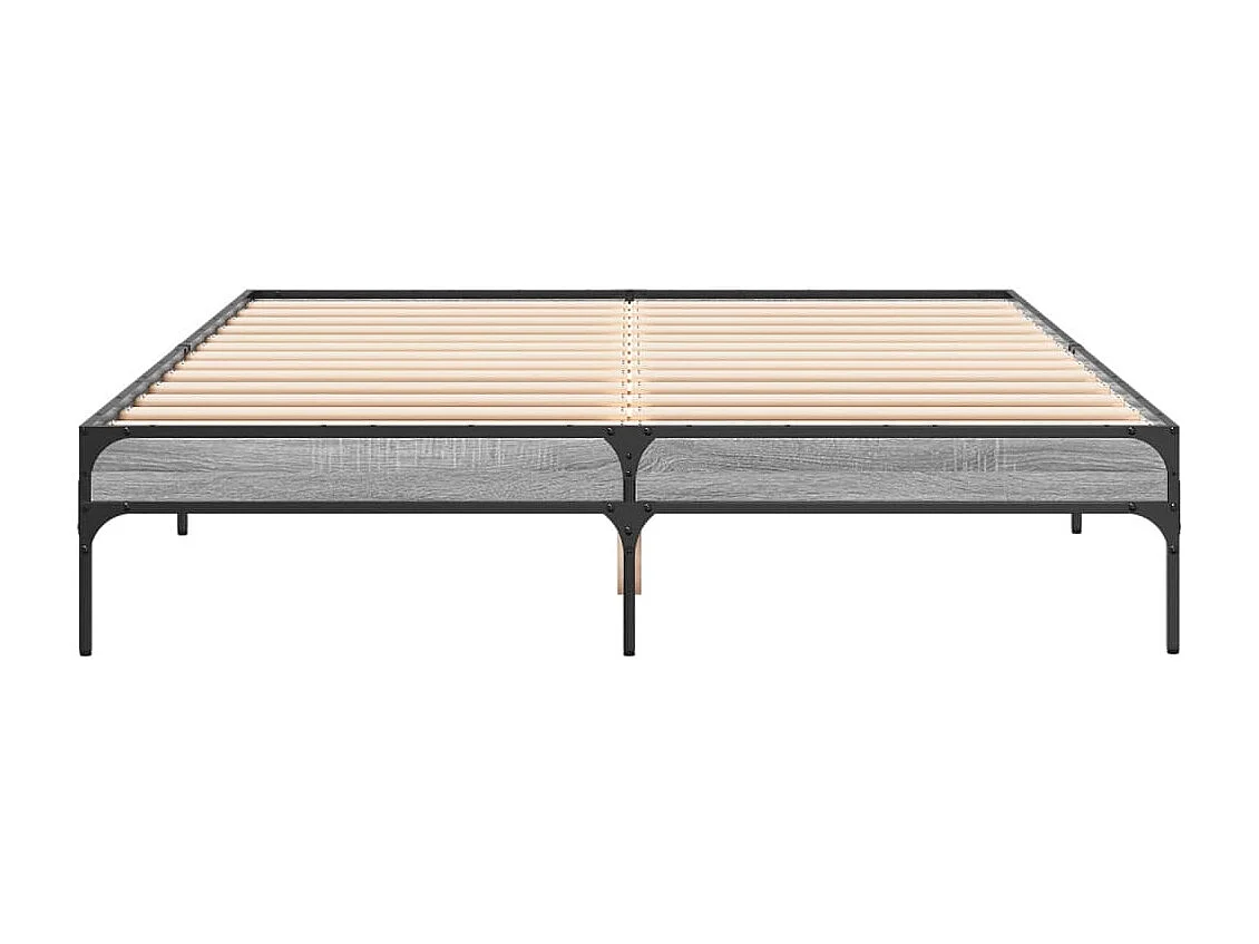 Estructura cama madera ingeniería metal gris Sonoma 140x200 cm