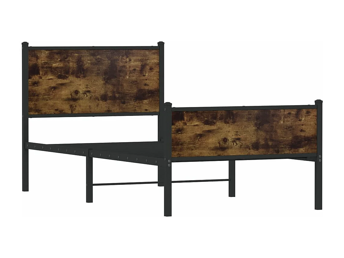 Cadre de lit en métal sans matelas chêne fumé 90x190 cm