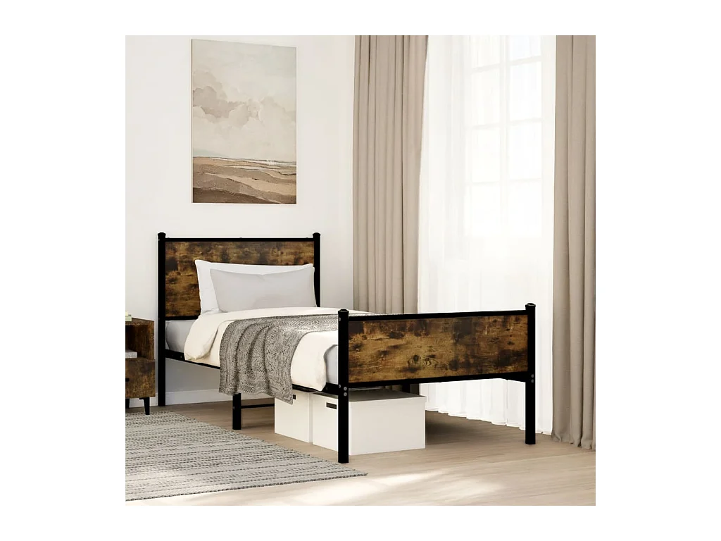 Giroletto senza Materaso in Metallo Rovere Fumo 90x190 cm
