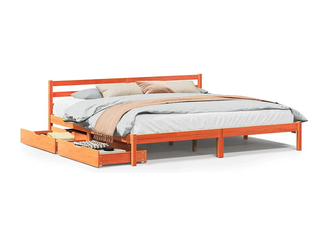 Cadre de lit sans matelas cire marron 180x200cm bois pin massif
