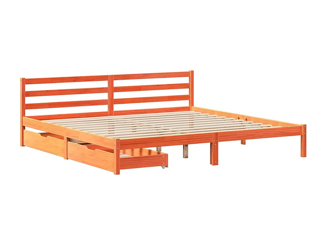 Cadre de lit sans matelas cire marron 180x200cm bois pin massif