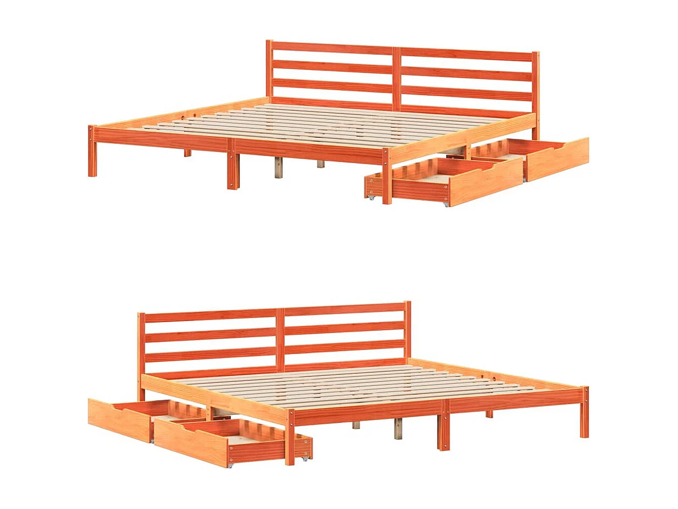 Cadre de lit sans matelas cire marron 180x200cm bois pin massif