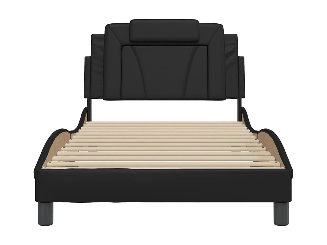 Cadre de lit sans matelas noir 100x200 cm similicuir