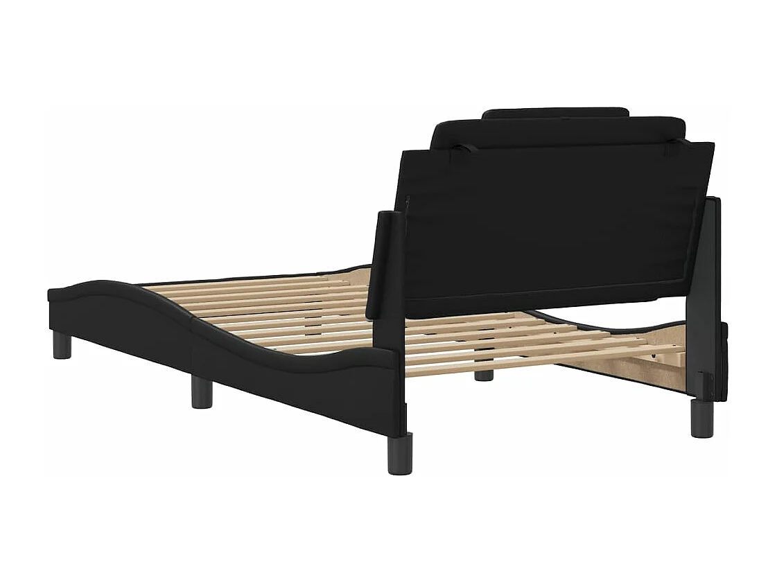 Giroletto con Testiera Nero 100x200 cm in Similpelle