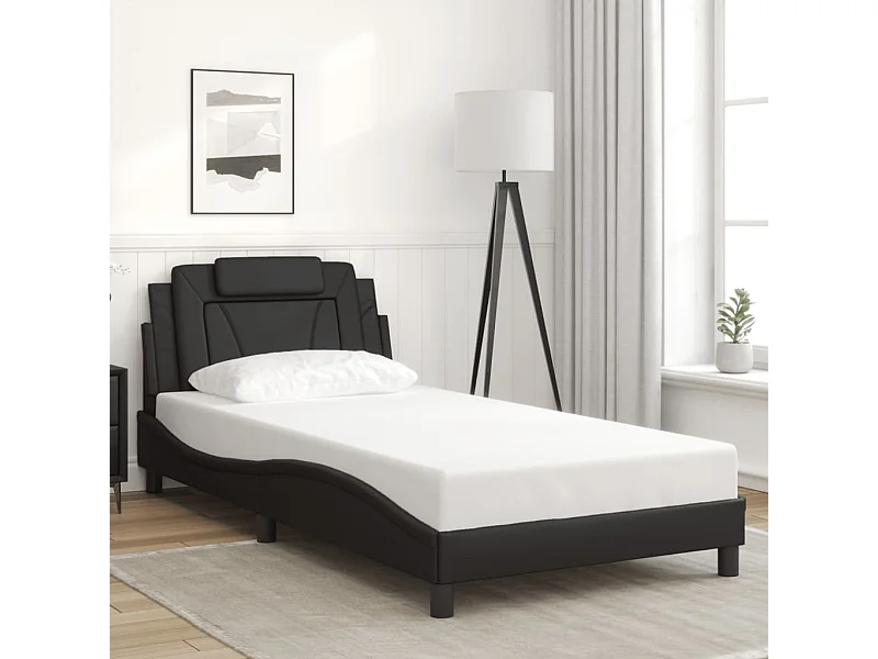 Giroletto con Testiera Nero 100x200 cm in Similpelle