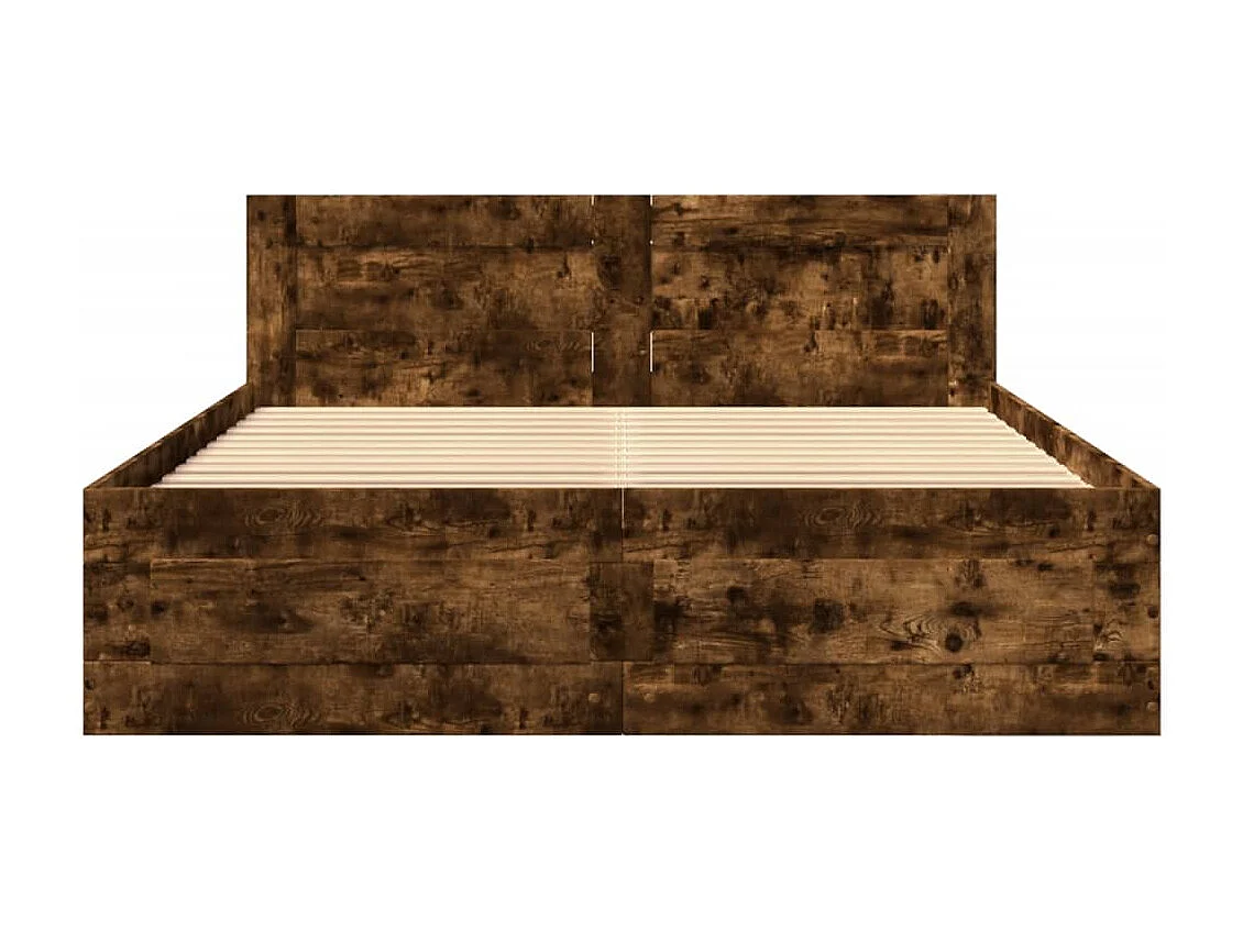 Cadre de lit et tête de lit sans matelas chêne fumé 140x200 cm