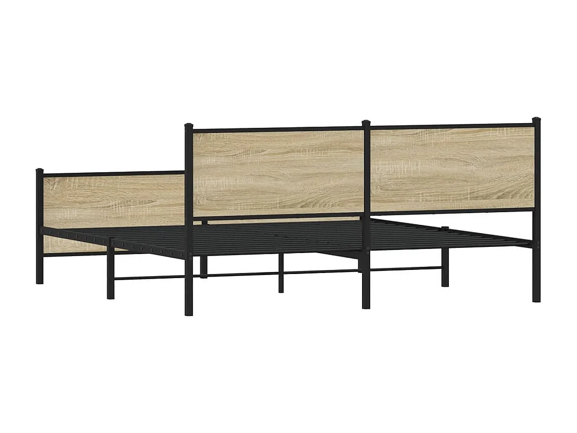Cadre de lit en métal sans matelas chêne sonoma 193x203 cm
