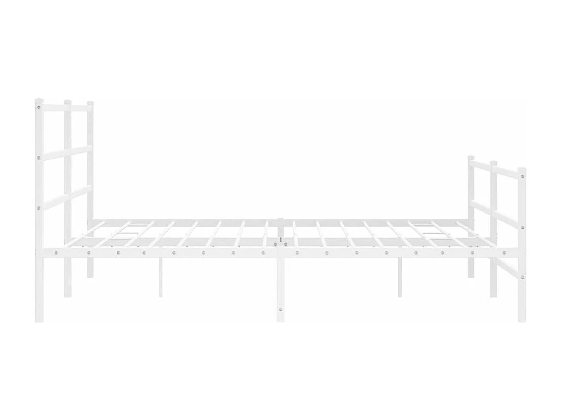 Cadre de lit métal sans matelas et pied de lit blanc 183x213 cm