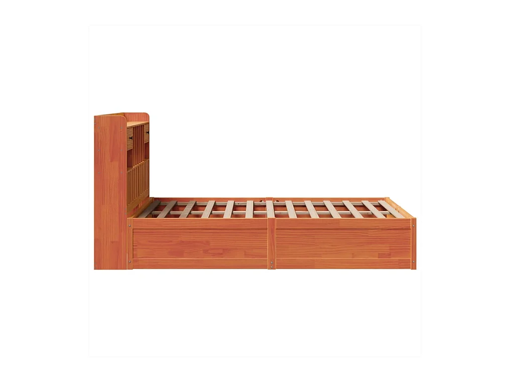 Cadre de lit sans matelas cire marron 135x190cm bois pin massif