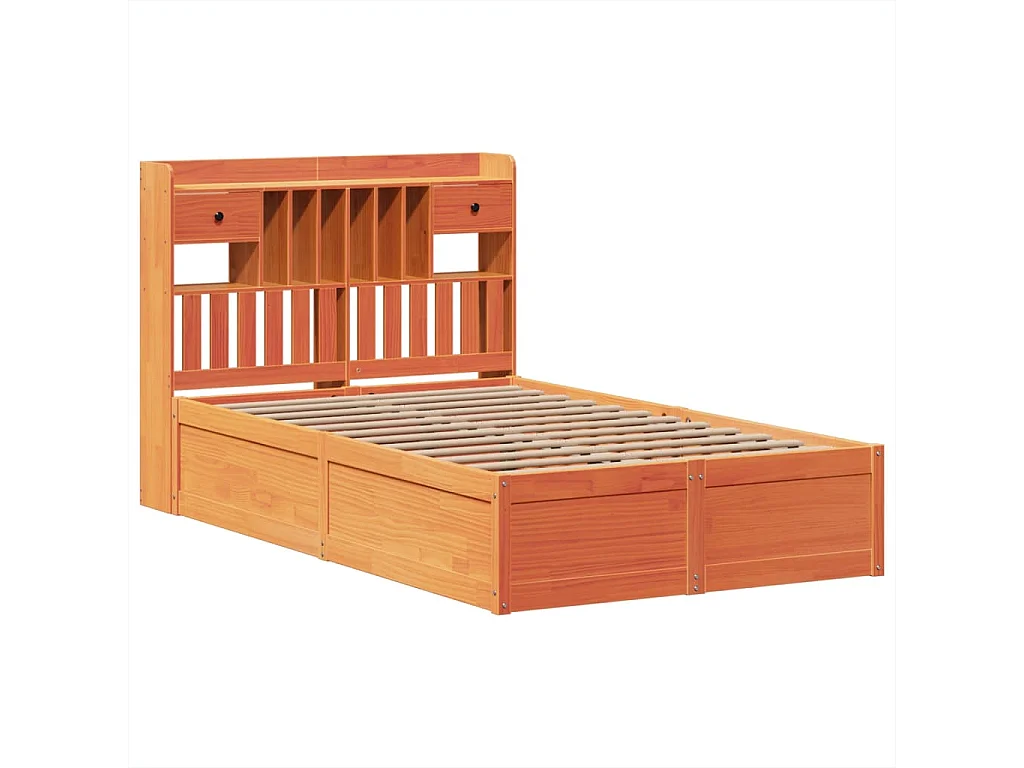 Cama sem colchão 135x190 cm madeira pinho maciça castanho-mel