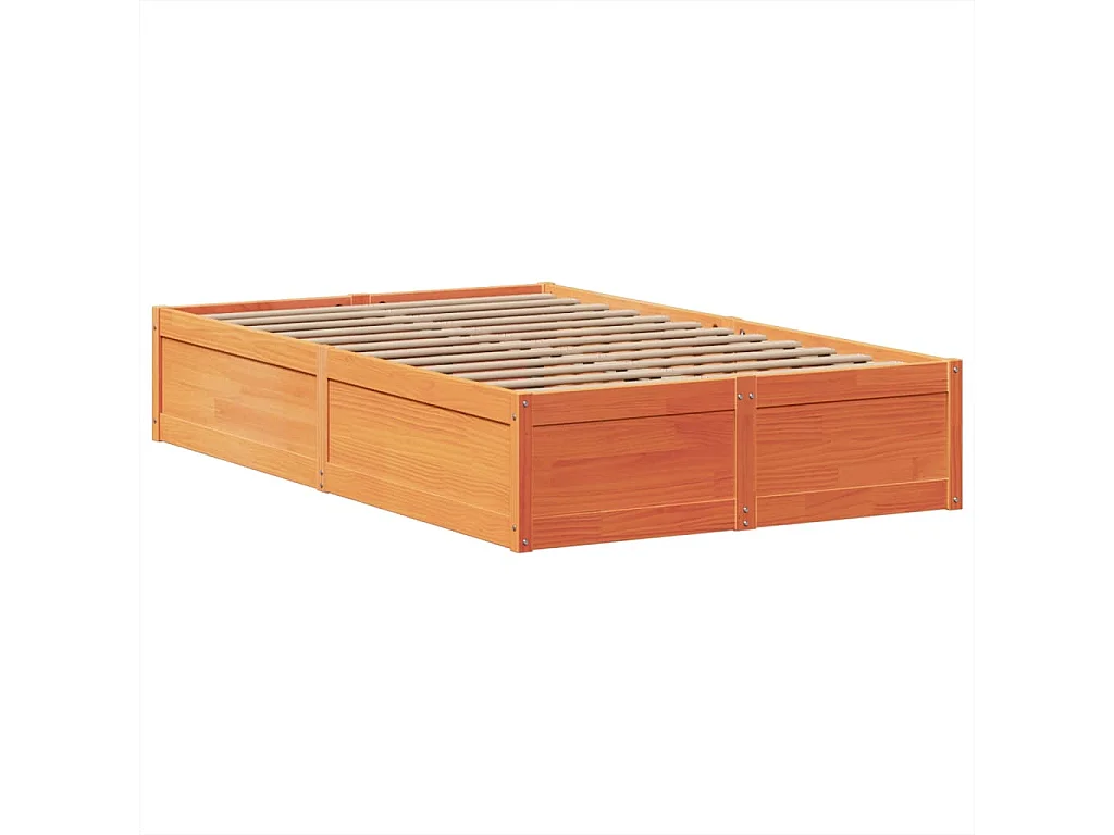 Cama sem colchão 135x190 cm madeira pinho maciça castanho-mel