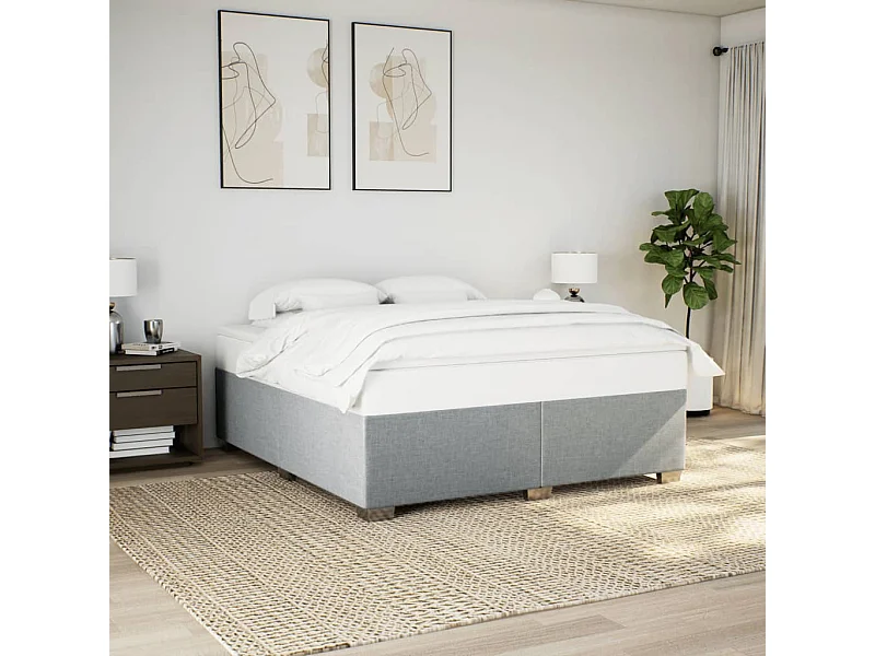 Cadre de lit sans matelas gris clair 180x200 cm tissu