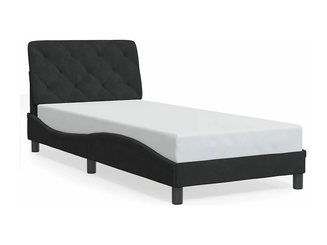 Estrutura de cama c/ cabeceira 90x200 cm veludo preto