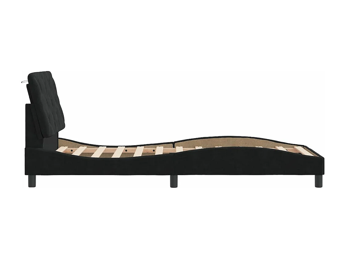 Estrutura de cama c/ cabeceira 90x200 cm veludo preto