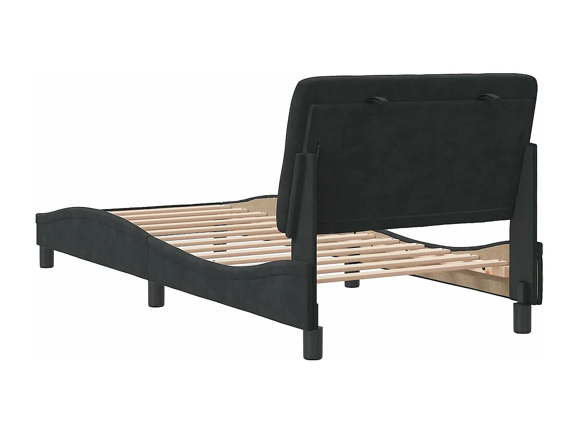 Estrutura de cama c/ cabeceira 90x200 cm veludo preto