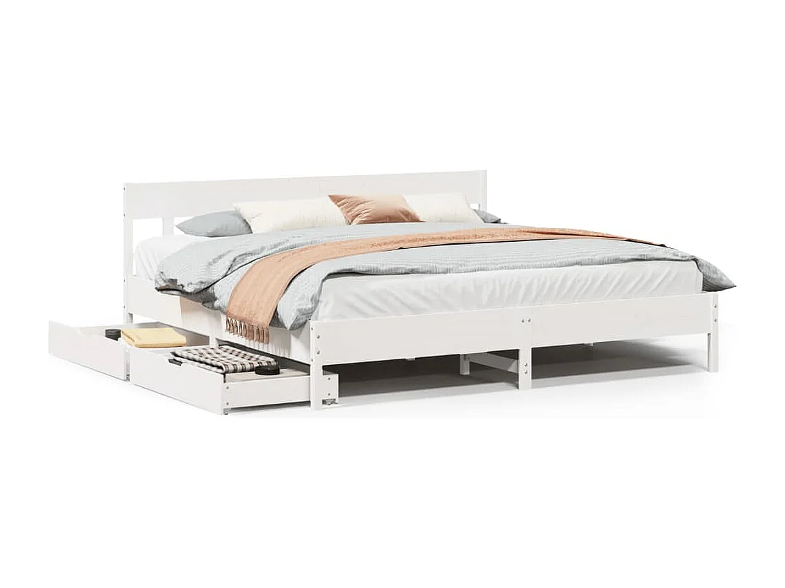 Letto senza Materasso Bianco 180x200 cm Legno Massello di Pino