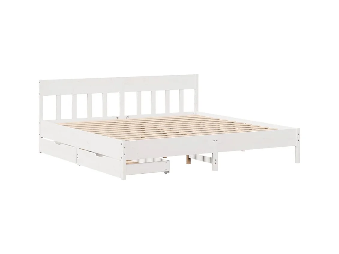 Bedframe zonder matras massief grenenhout wit 180x200 cm