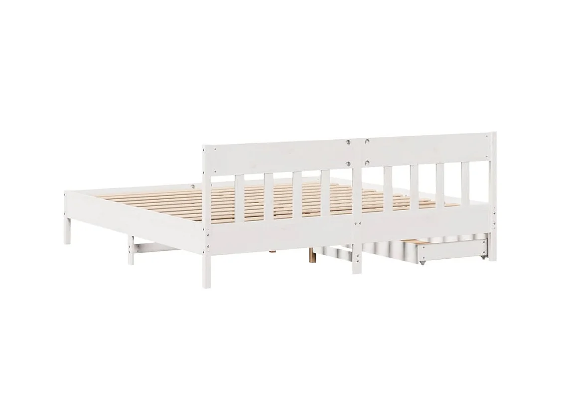 Bedframe zonder matras massief grenenhout wit 180x200 cm