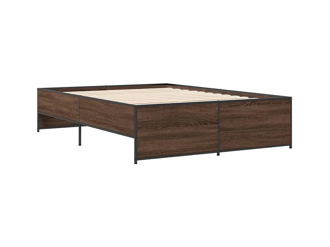 Cadre de lit sans matelas chêne marron 135x190 cm