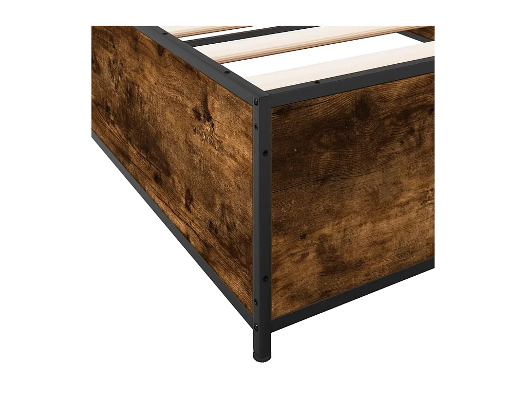 Bettgestell Räuchereiche 100x200 cm Holzwerkstoff und Metall
