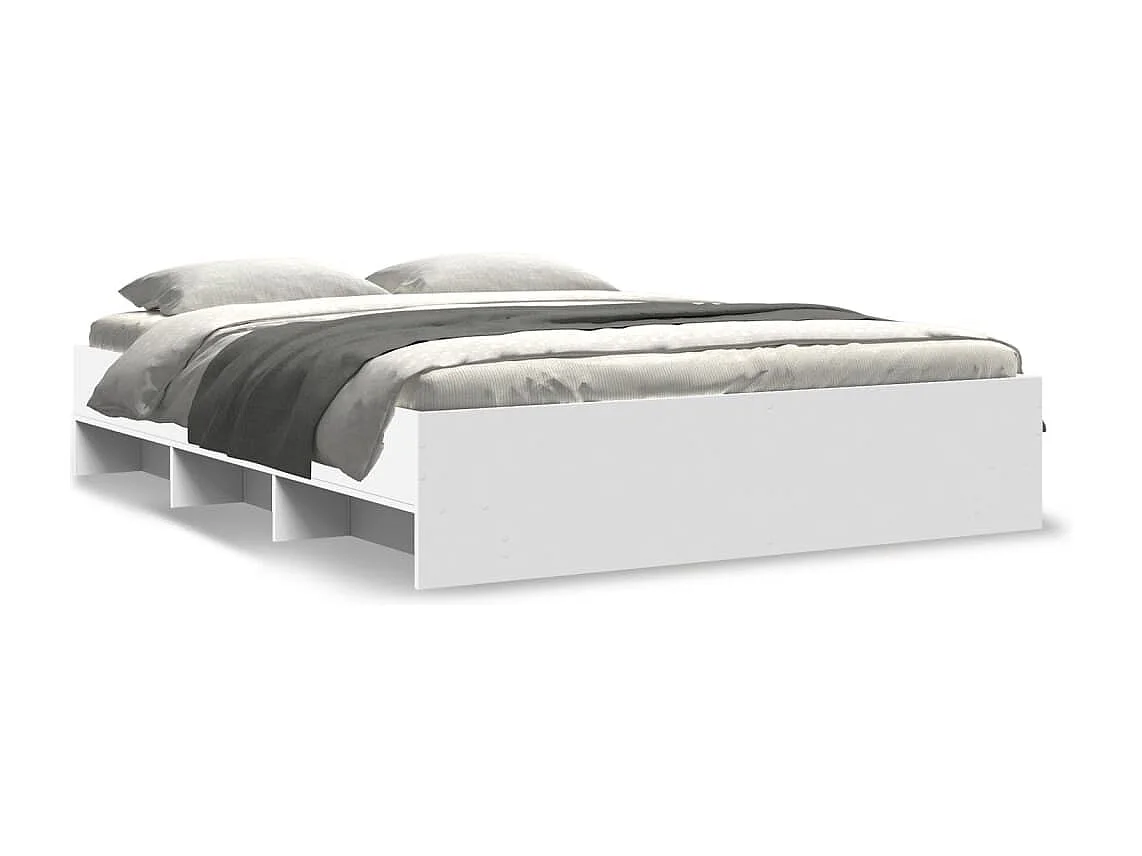 Cadre de lit sans matelas blanc 150x200 cm bois d'ingénierie