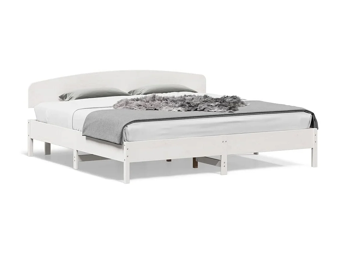 Cadre de lit sans matelas blanc 200x200 cm bois massif de pin