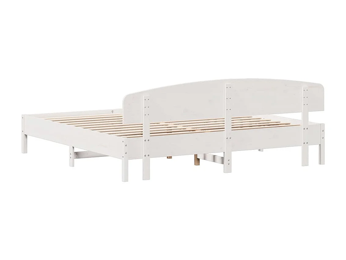 Cadre de lit sans matelas blanc 200x200 cm bois massif de pin