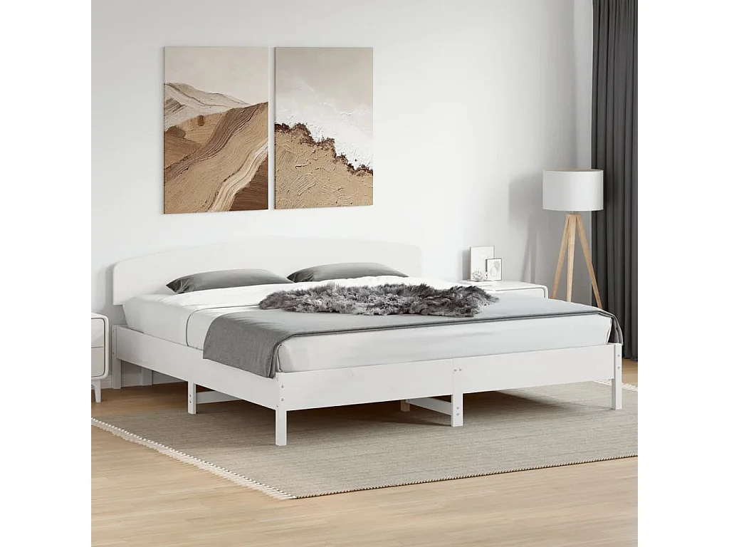 Bedframe zonder matras massief grenenhout wit 200x200 cm