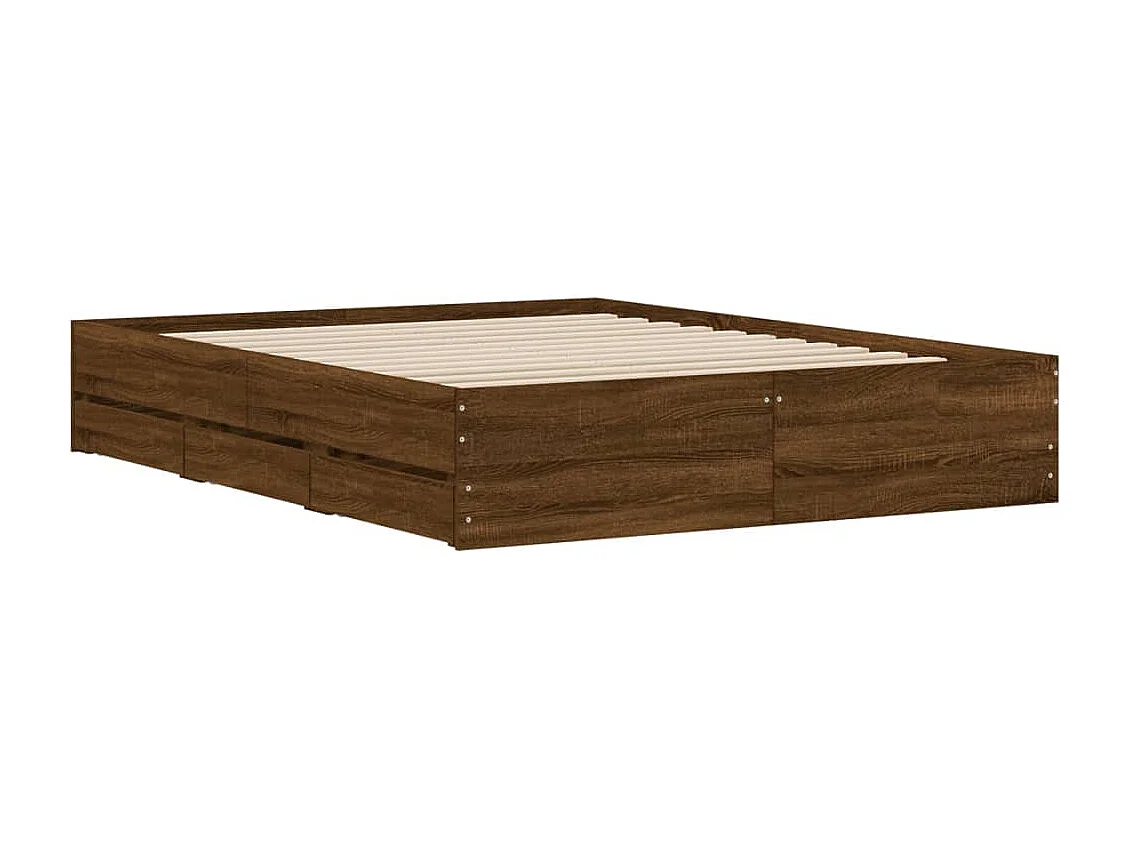 Cadre de lit avec tiroirs sans matelas chêne marron 140x190 cm