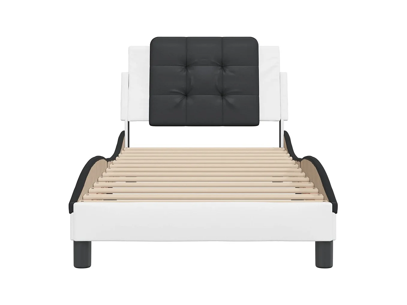 Cadre de lit sans matelas blanc et noir 90x190 cm similicuir