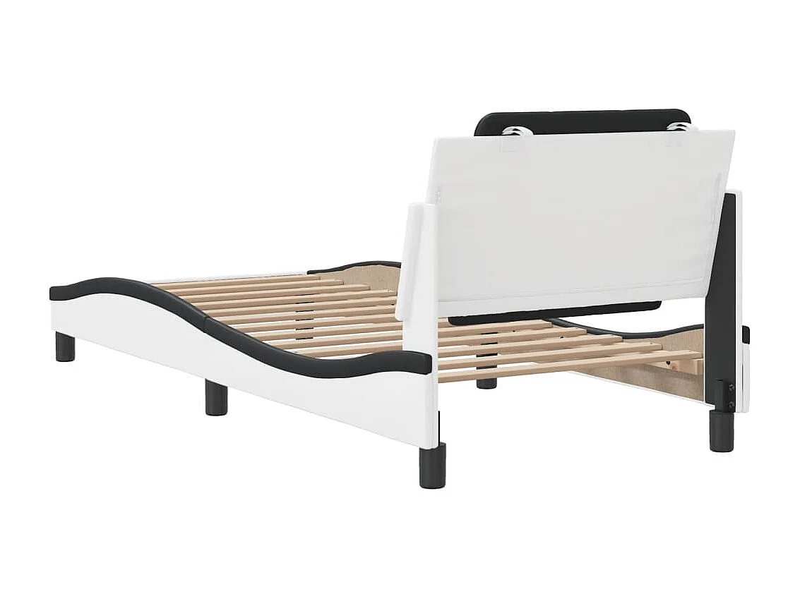 Estrutura de cama c/ cabeceira couro artificial 90x190cm