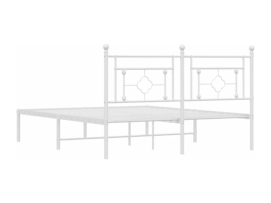Bettgestell mit Kopfteil Metall Weiß 150x200 cm