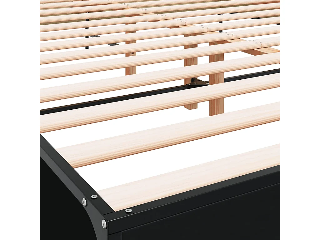 Estructura de cama madera de ingeniería y metal negro 160x200cm