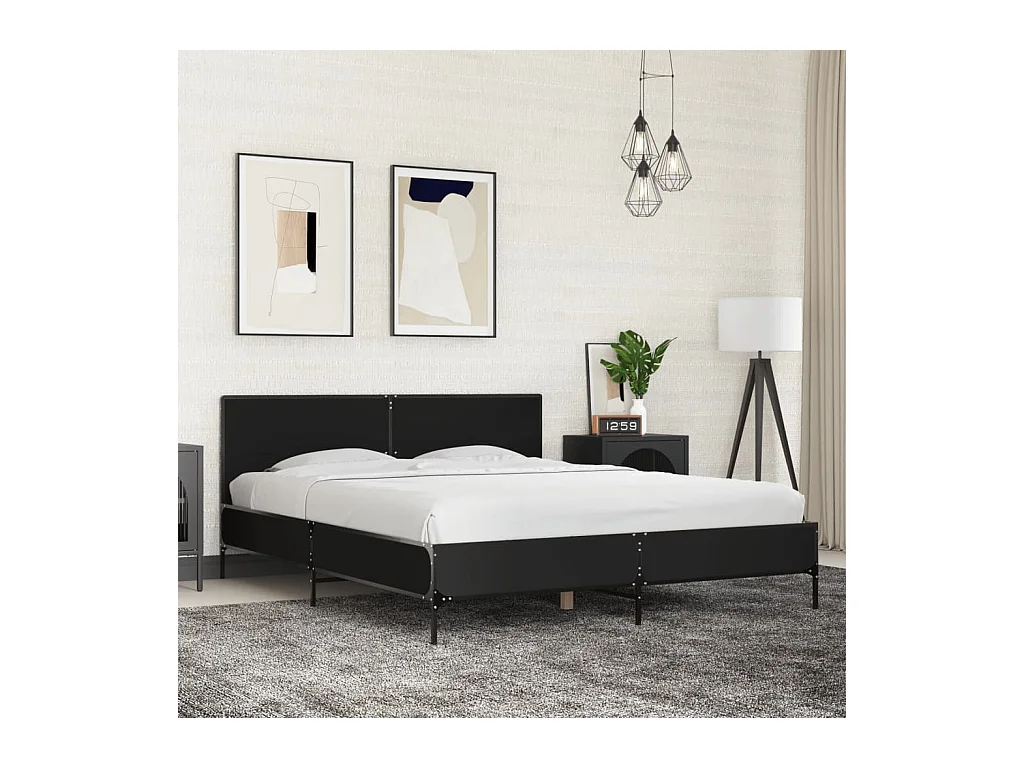 Cadre de lit sans matelas noir 160x200 cm