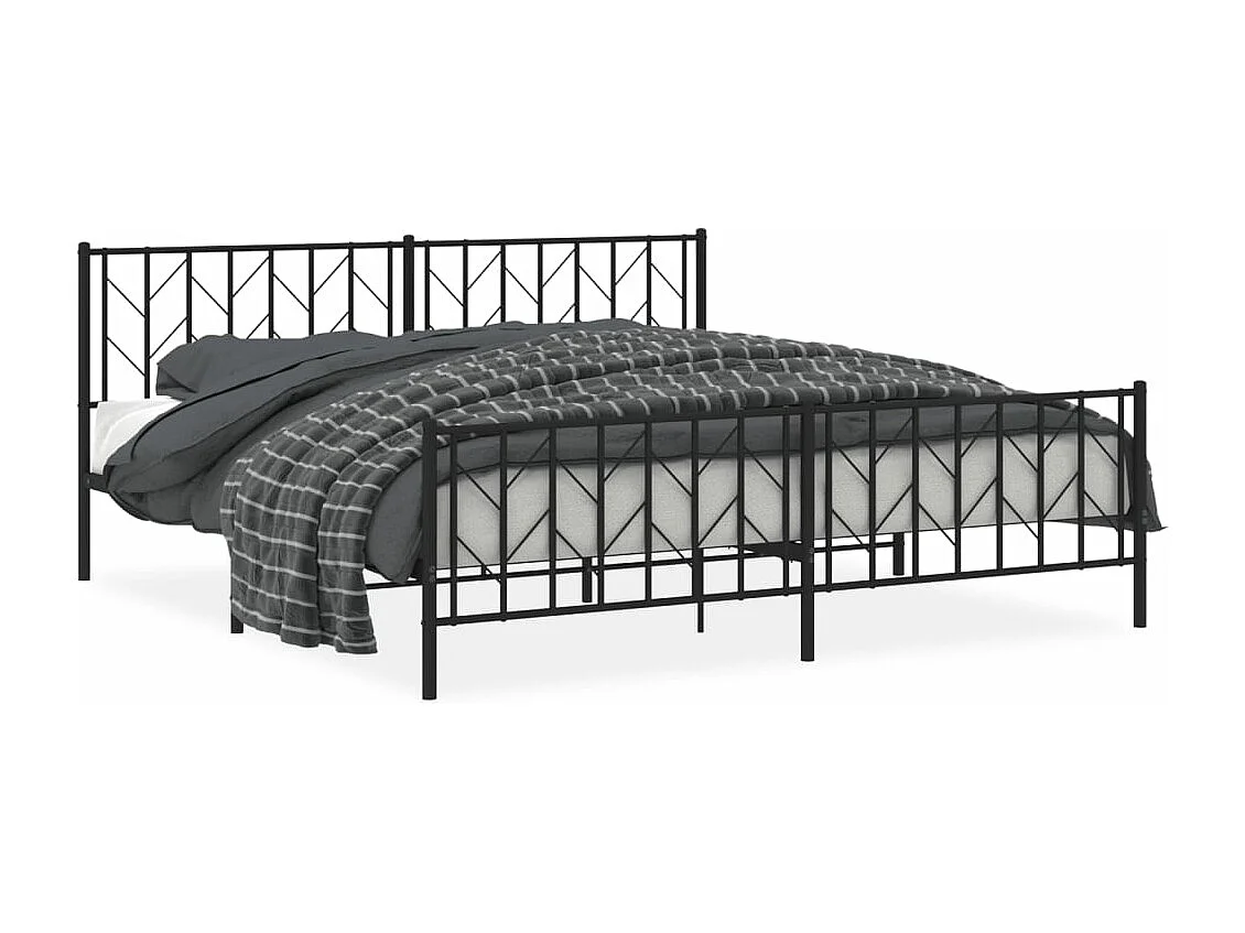 Estrutura de cama com cabeceira e pés 193x203 cm metal preto