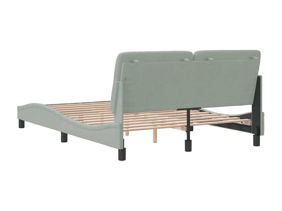Cadre de lit sans matelas gris clair 140x200 cm velours