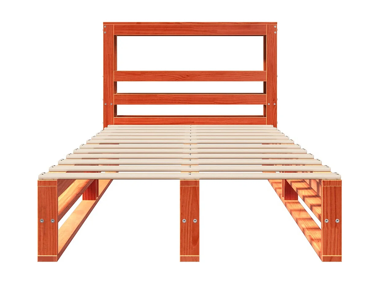 Cadre de lit sans matelas cire marron 75x190 cm bois pin massif