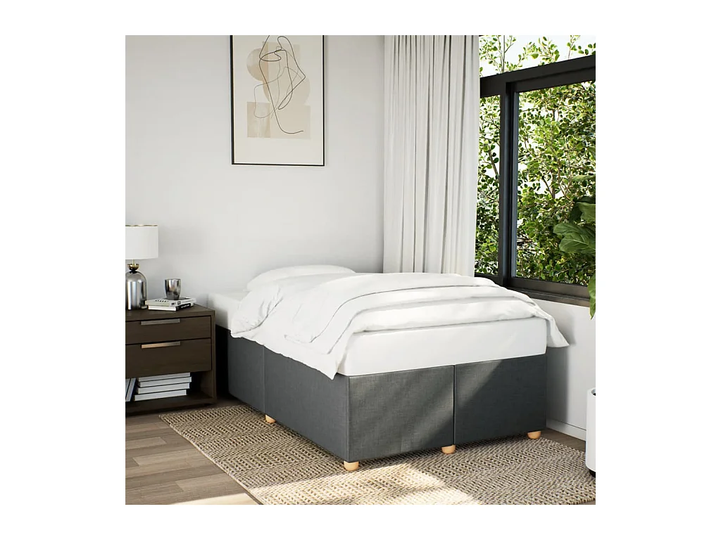 Cadre de lit sans matelas gris foncé 120x200 cm tissu