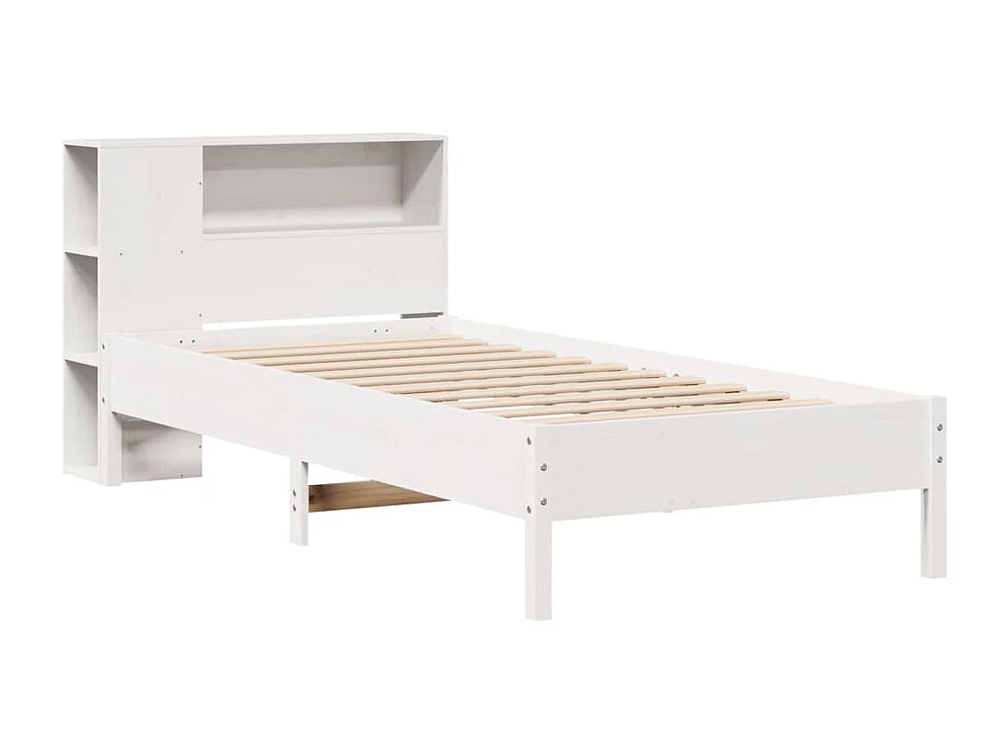 Lit bibliothèque sans matelas blanc 100x200 cm bois pin massif