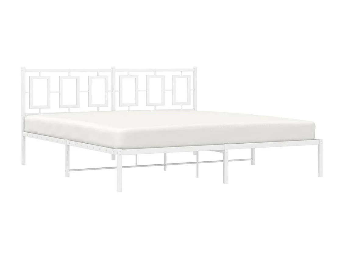 Cadre de lit métal sans matelas et tête de lit blanc 183x213 cm