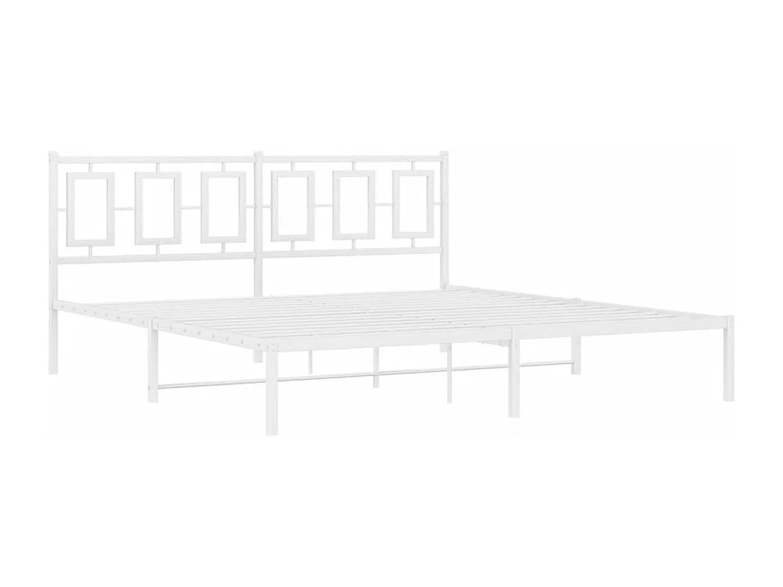 Cadre de lit métal sans matelas et tête de lit blanc 183x213 cm