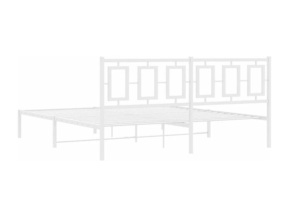 Cadre de lit métal sans matelas et tête de lit blanc 183x213 cm
