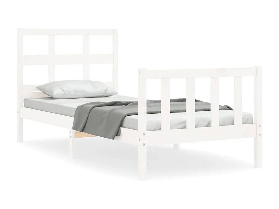 Cadre de lit sans matelas blanc bois de pin massif