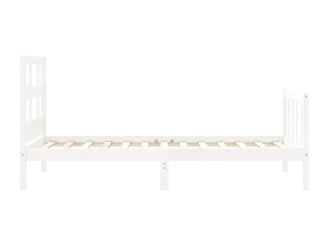 Cadre de lit sans matelas blanc bois de pin massif