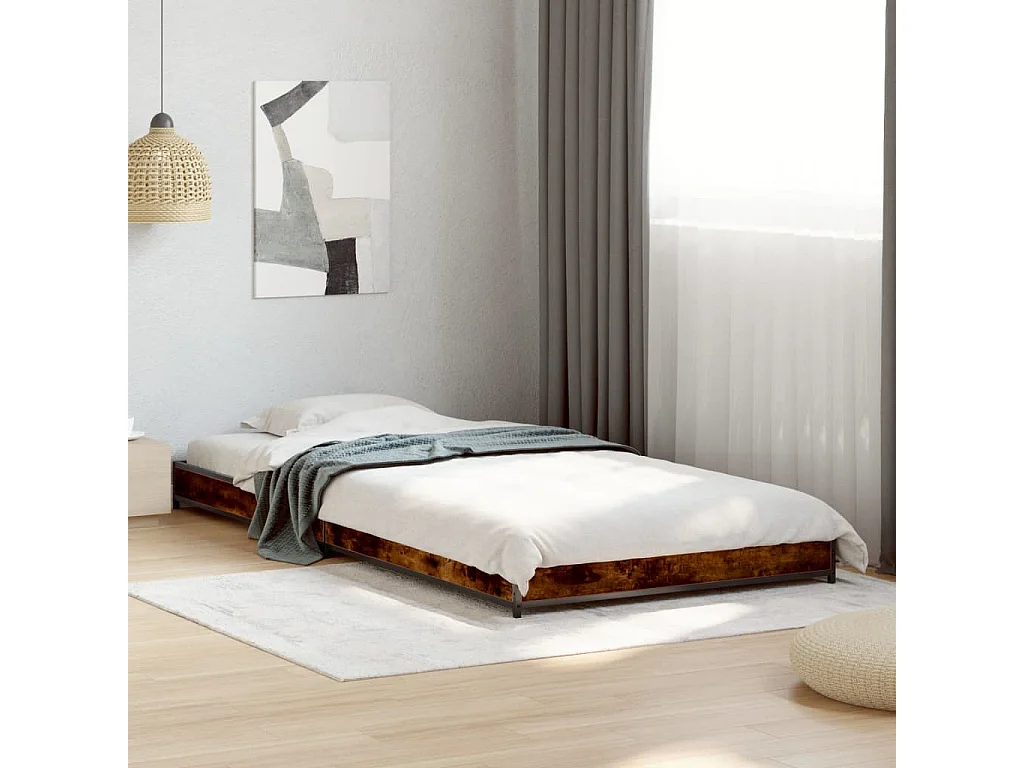Cadre de lit sans matelas chêne fumé 75x190 cm