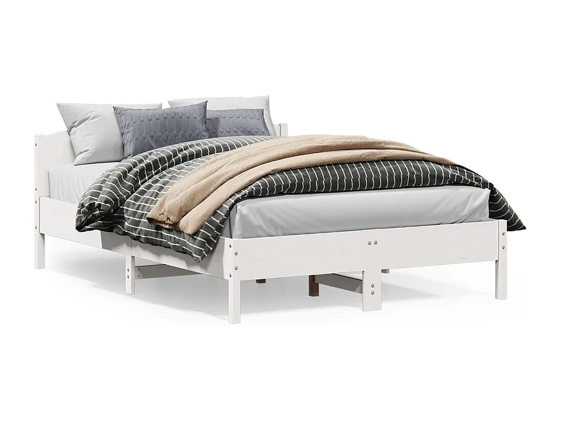 Cadre de lit sans matelas blanc 150x200 cm bois de pin massif