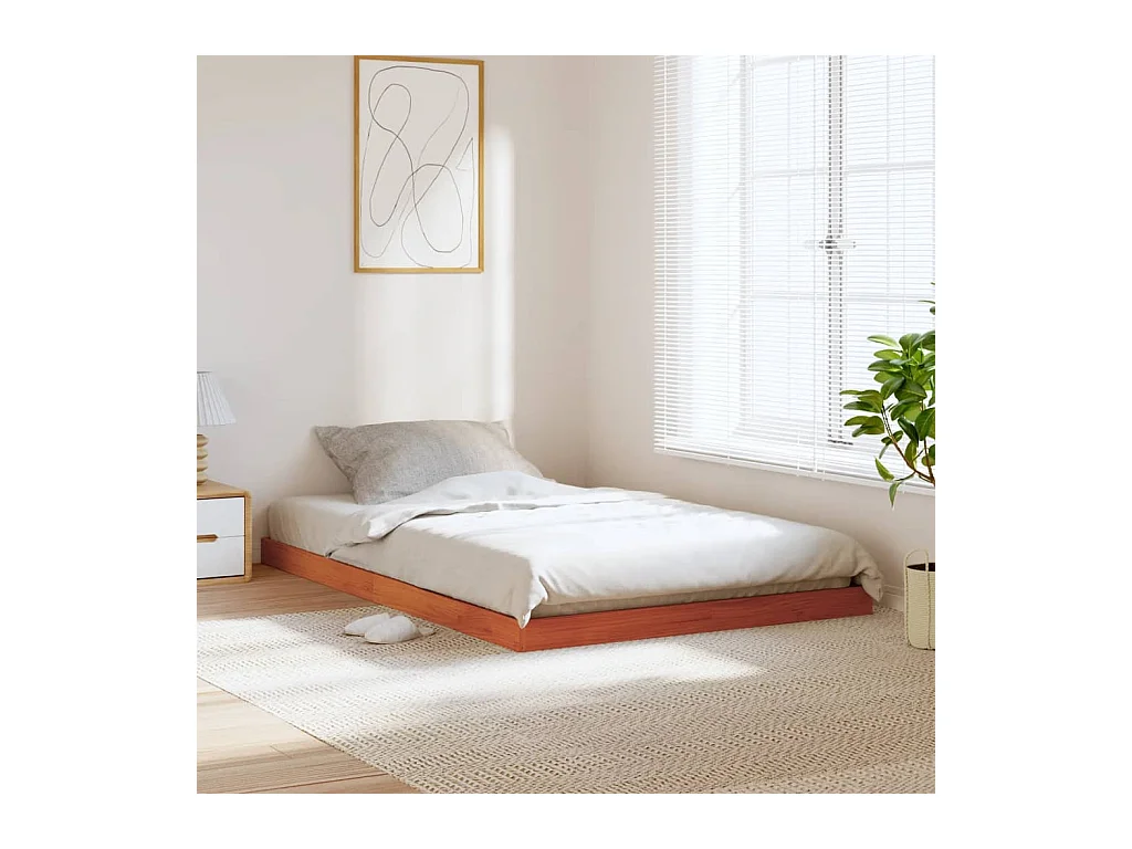 Estructura de cama sin colchón madera maciza marrón 120x190 cm