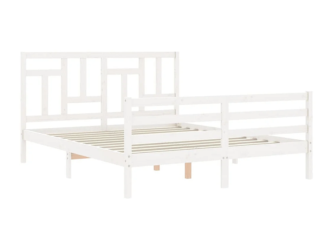 Giroletto con Testiera Bianco King Size in Legno Massello