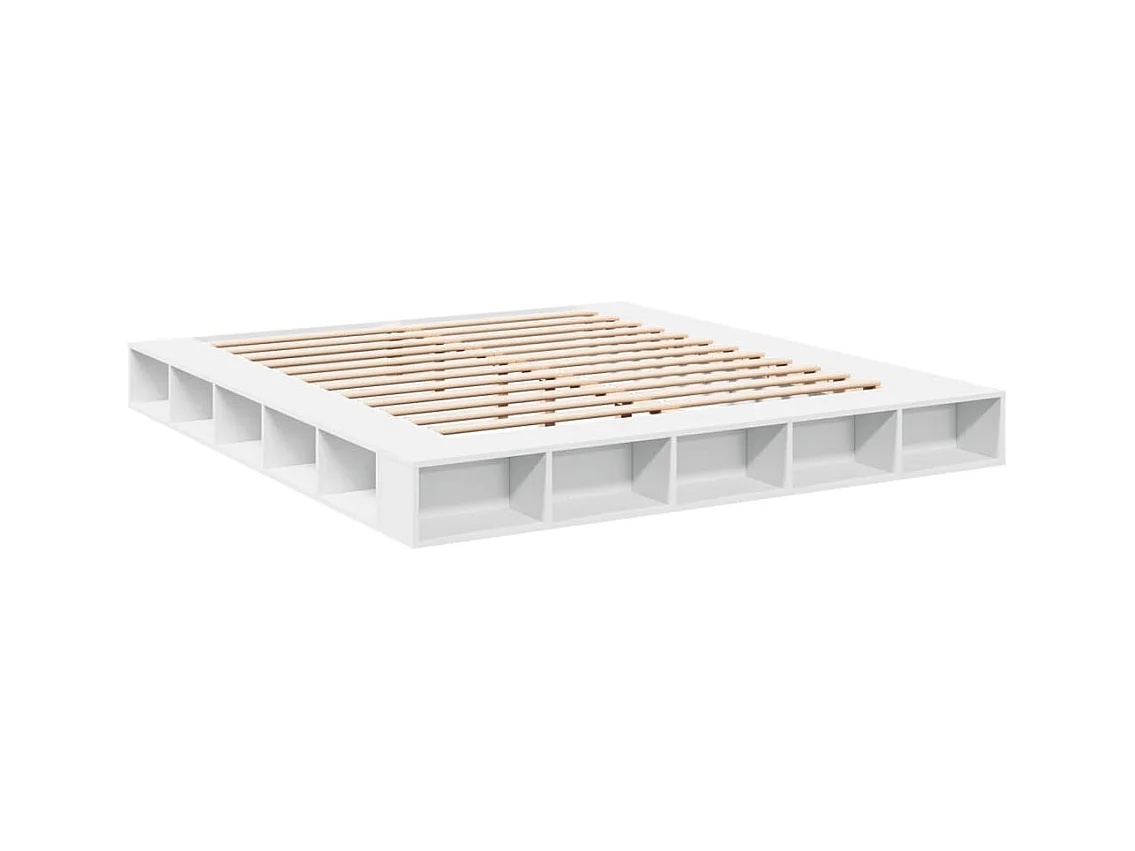Bedframe massief hout wit 200x200 cm