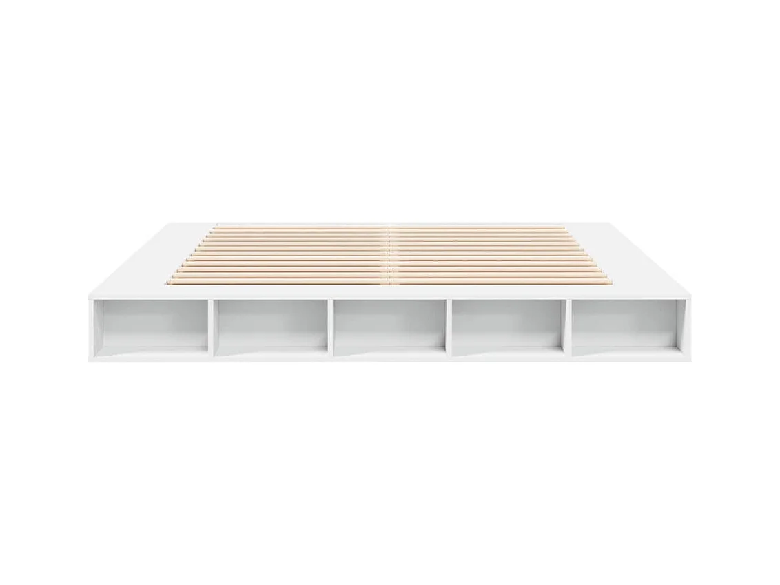 Bedframe massief hout wit 200x200 cm